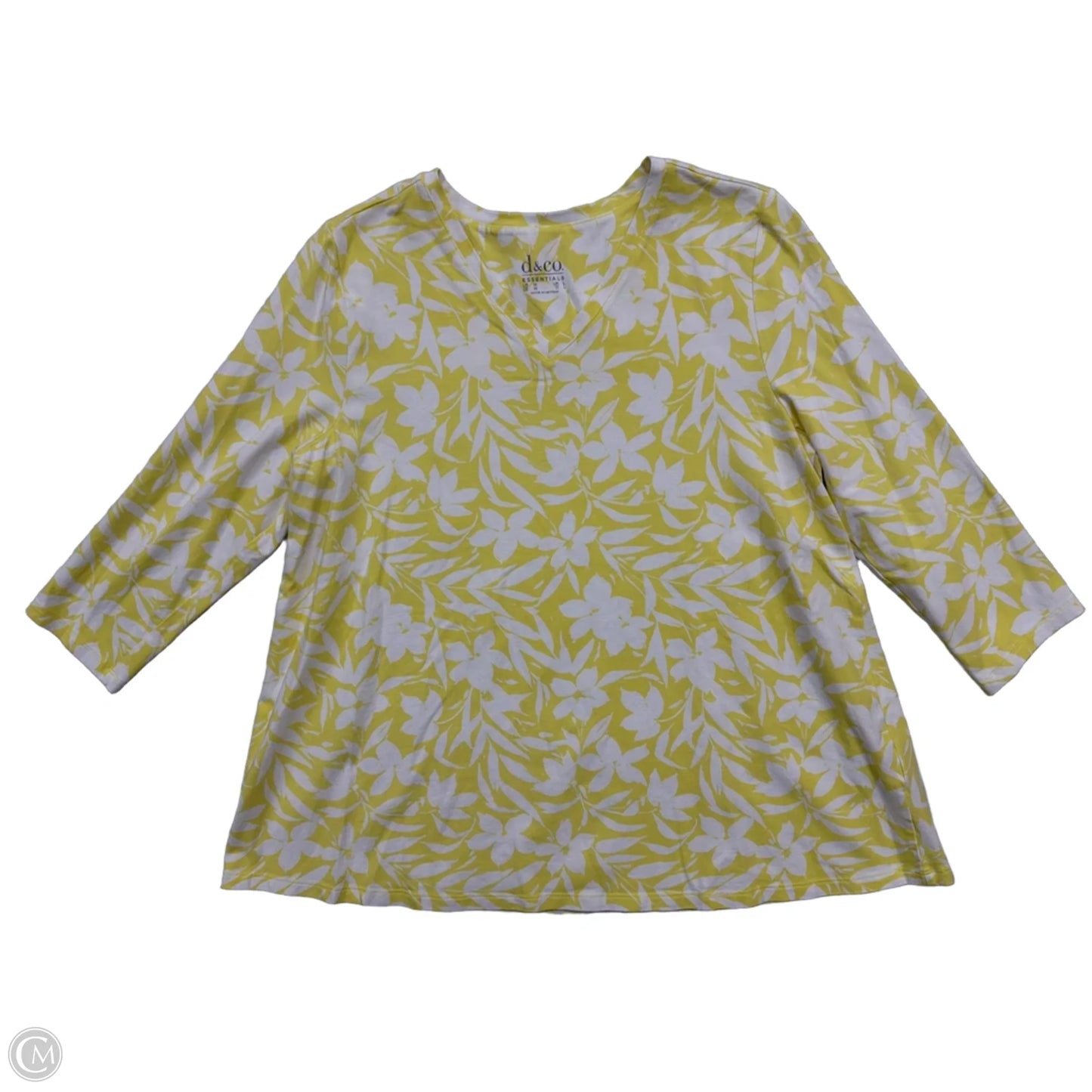 Top 3/4 Sleeve By D&co. In Floral Print, Size: M