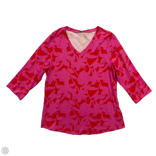 Top 3/4 Sleeve By Belle By Kim Gravel In Pink & Red, Size: S