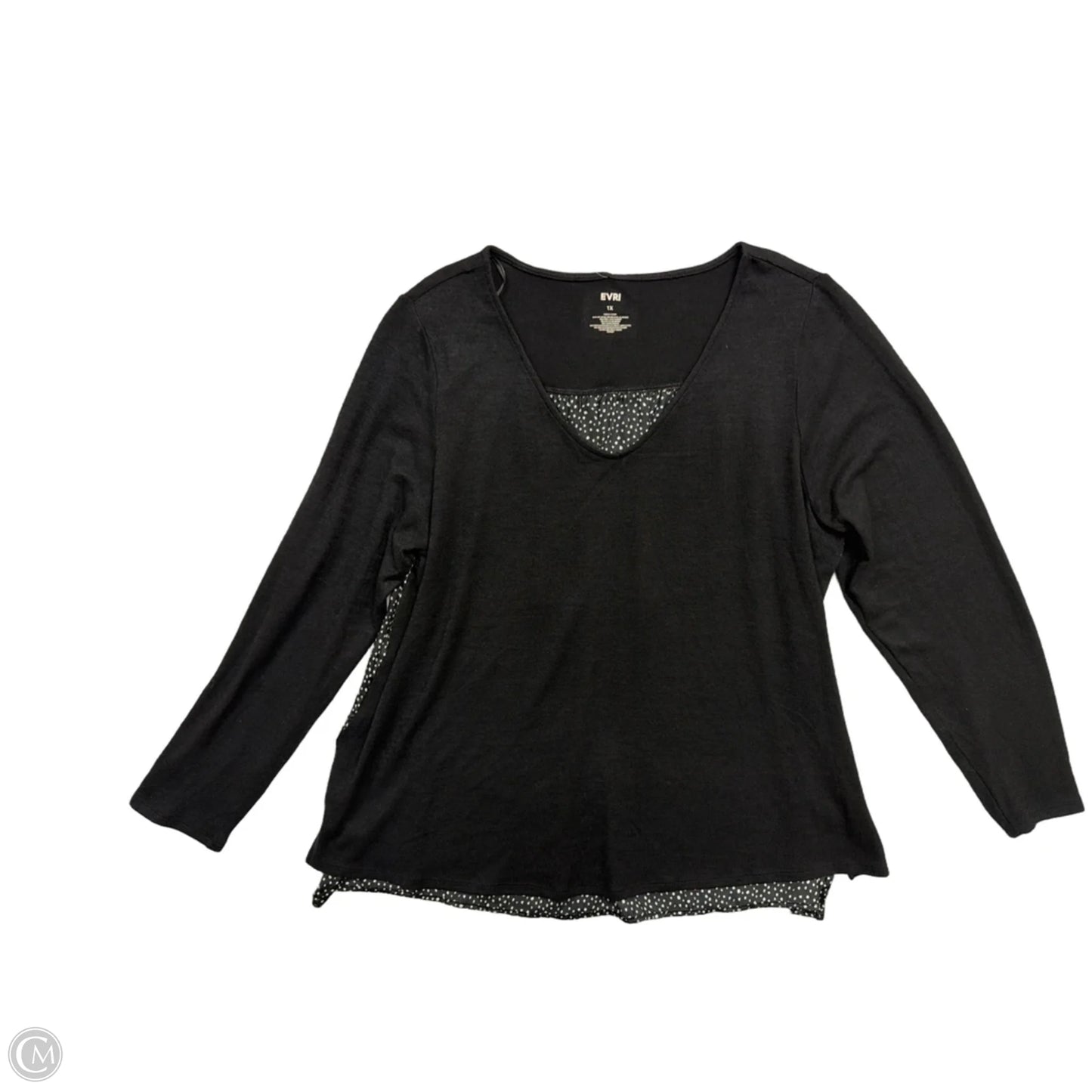 Top Long Sleeve By Evri In Black, Size: 1x