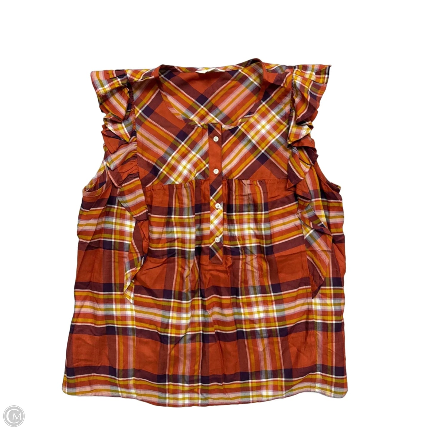 Top Sleeveless By Time And Tru In Plaid Pattern, Size: Xl