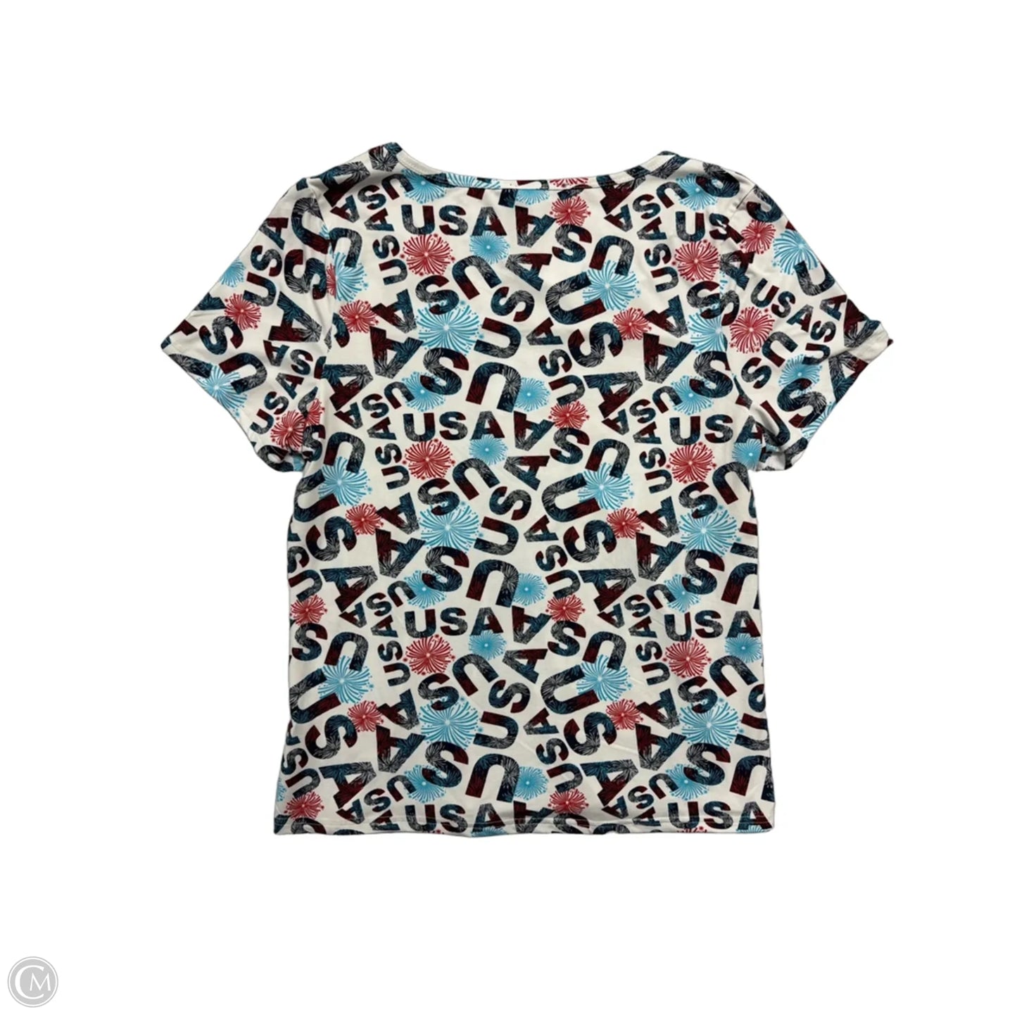 Top Short Sleeve By Cmf In Blue Red & White, Size: Xl
