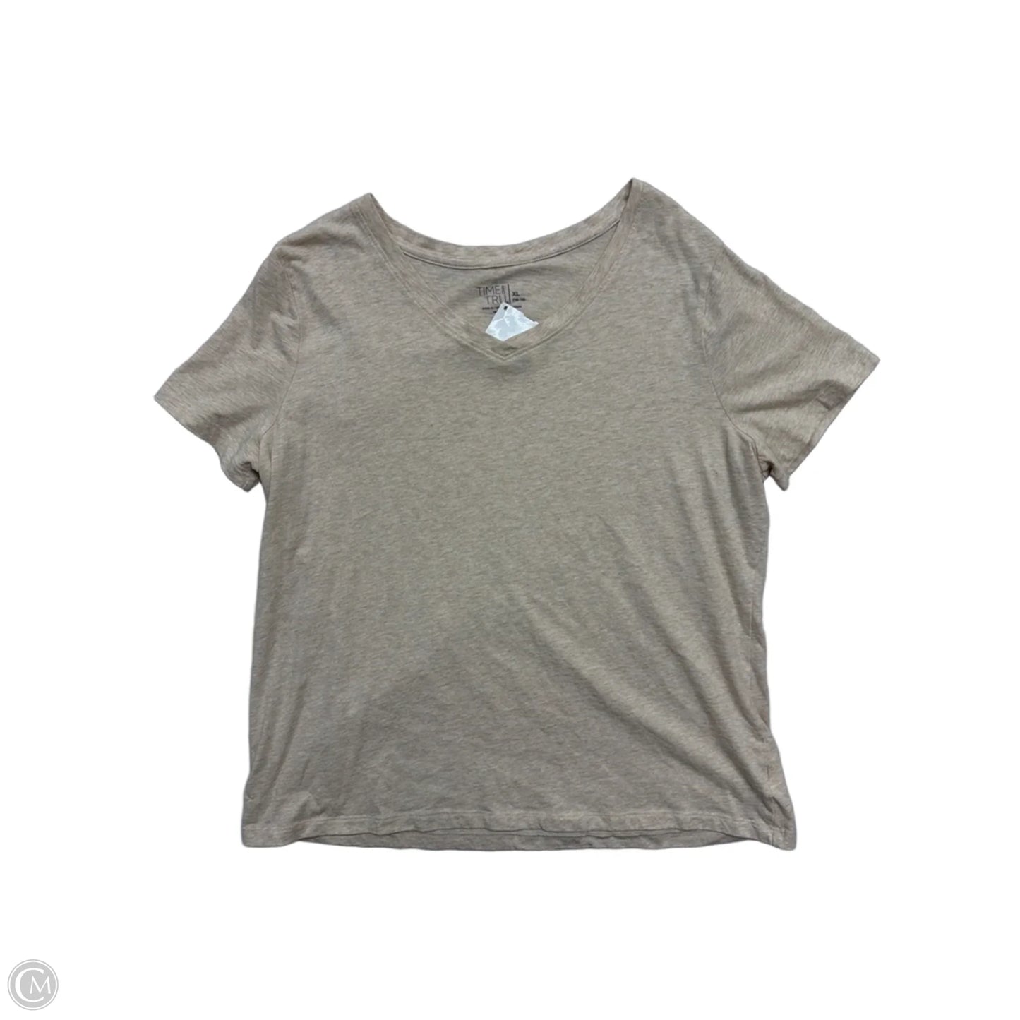 Top Short Sleeve By Time And Tru In Tan, Size: Xl