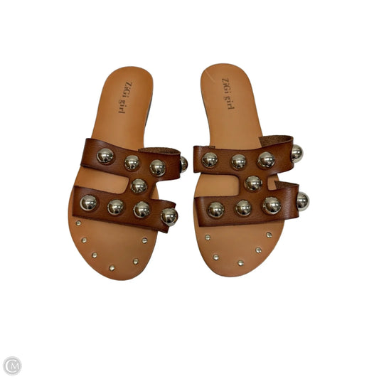 Sandals Flats By Zigi Girl In Brown & Gold, Size: 7