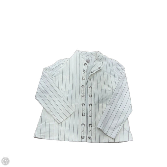 Blazer By Chicos In Striped Pattern, Size: L