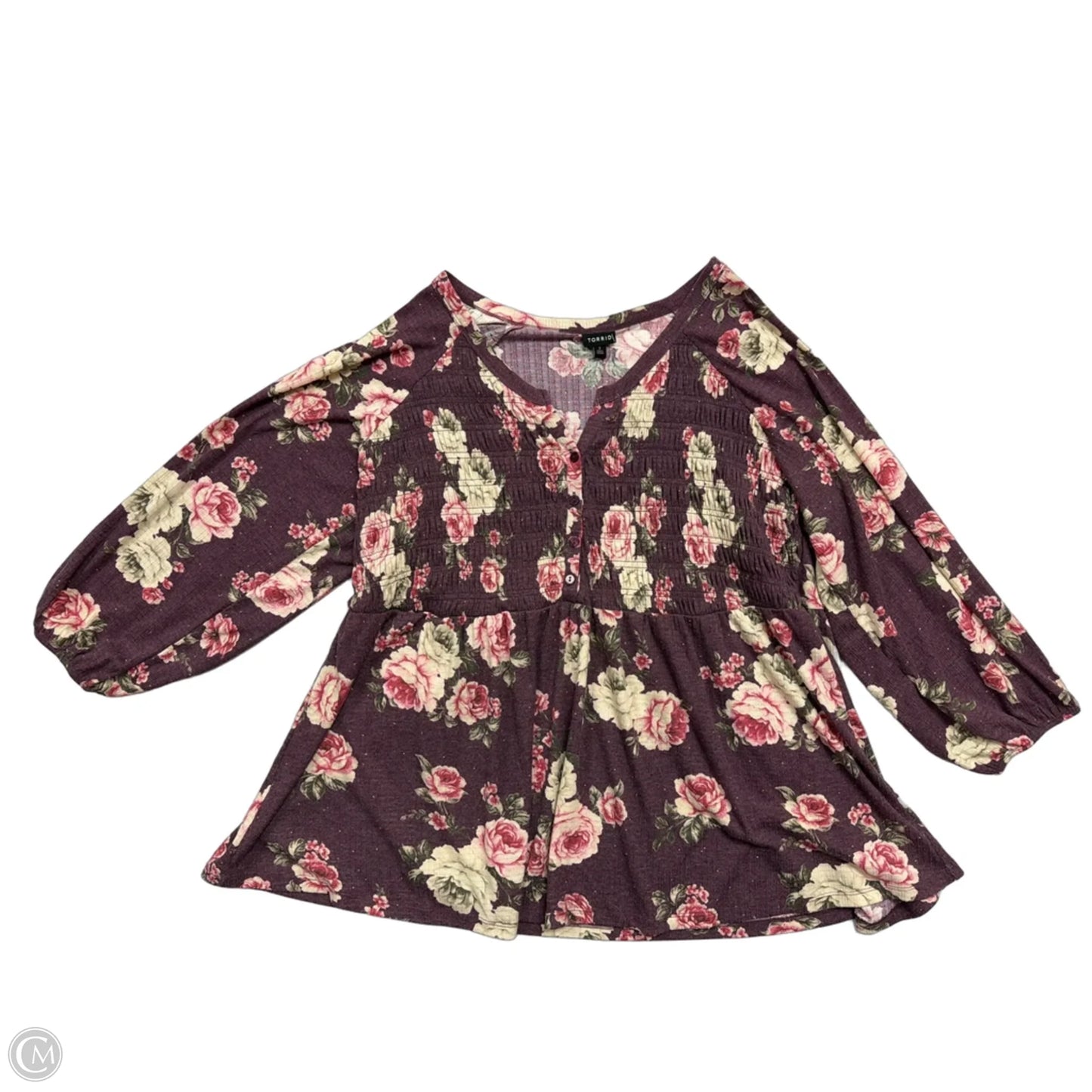 Top 3/4 Sleeve By Torrid In Floral Print, Size: 3x