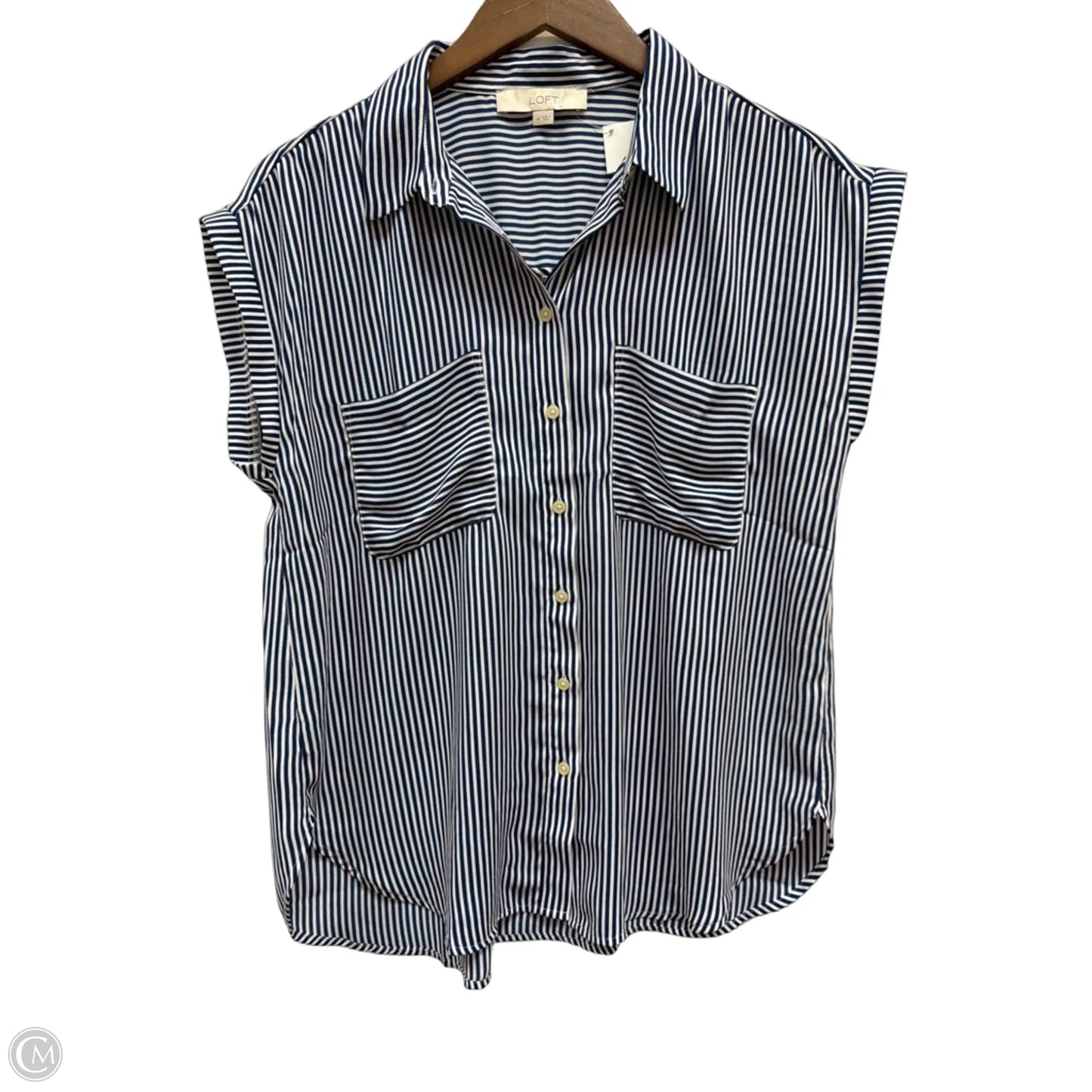 Top Short Sleeve By Loft In Striped Pattern, Size: M