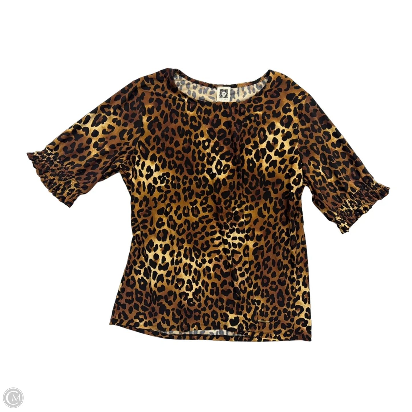 Top Short Sleeve By Anne Klein In Animal Print, Size: L
