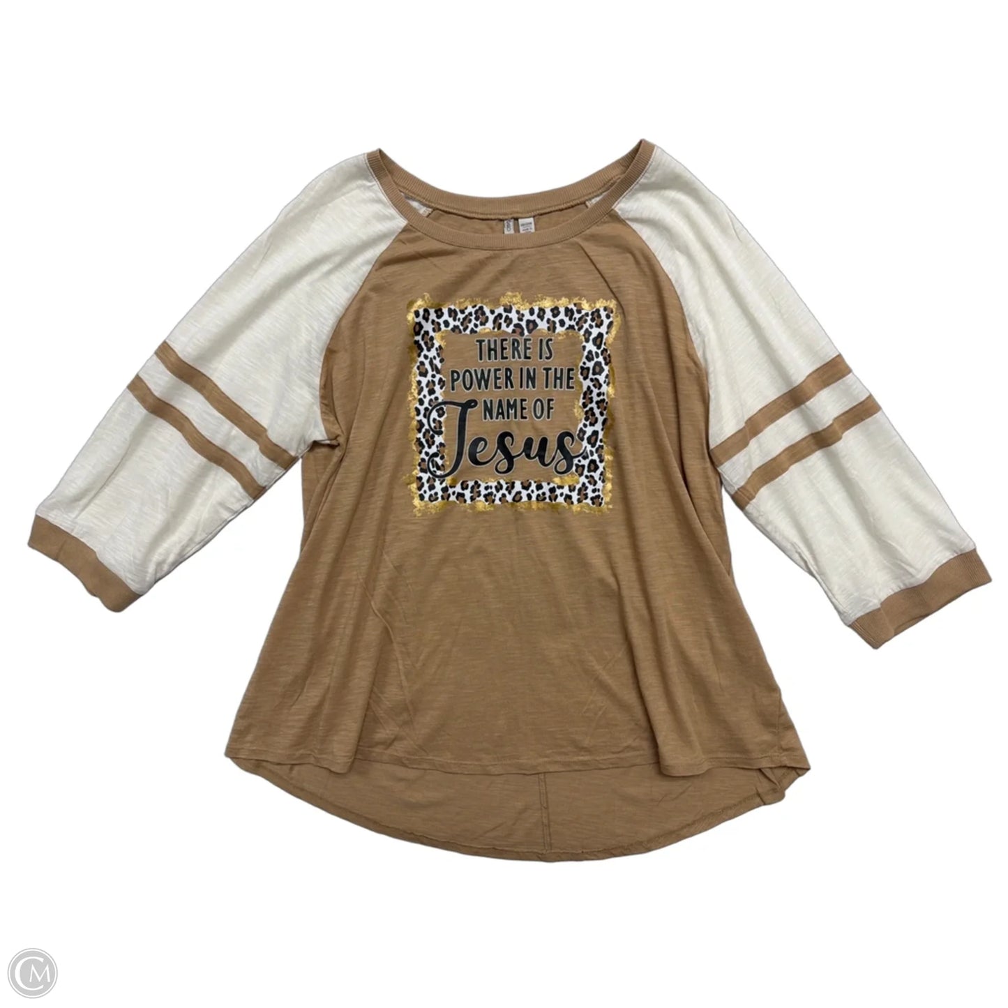 Top 3/4 Sleeve By Cato In Brown, Size: 1x