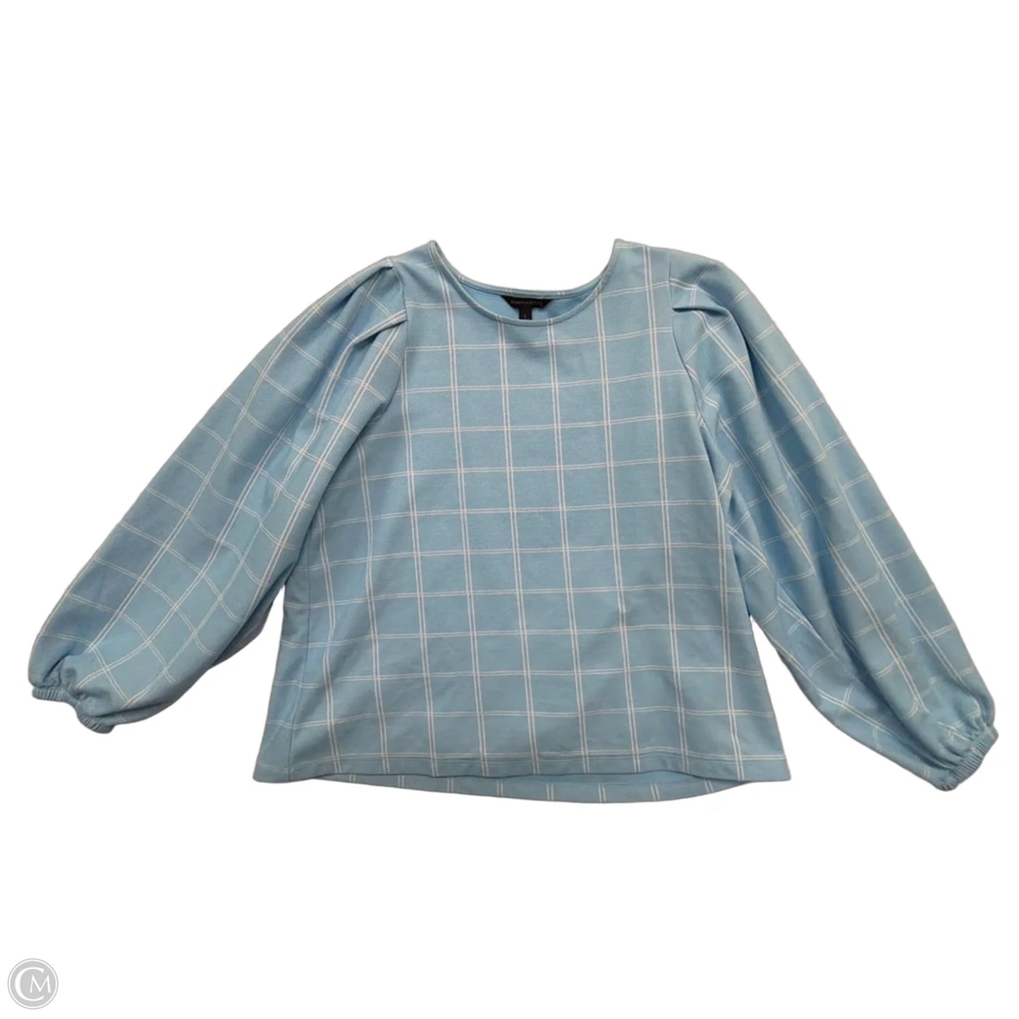 Top Long Sleeve By Banana Republic In Blue & White, Size: L
