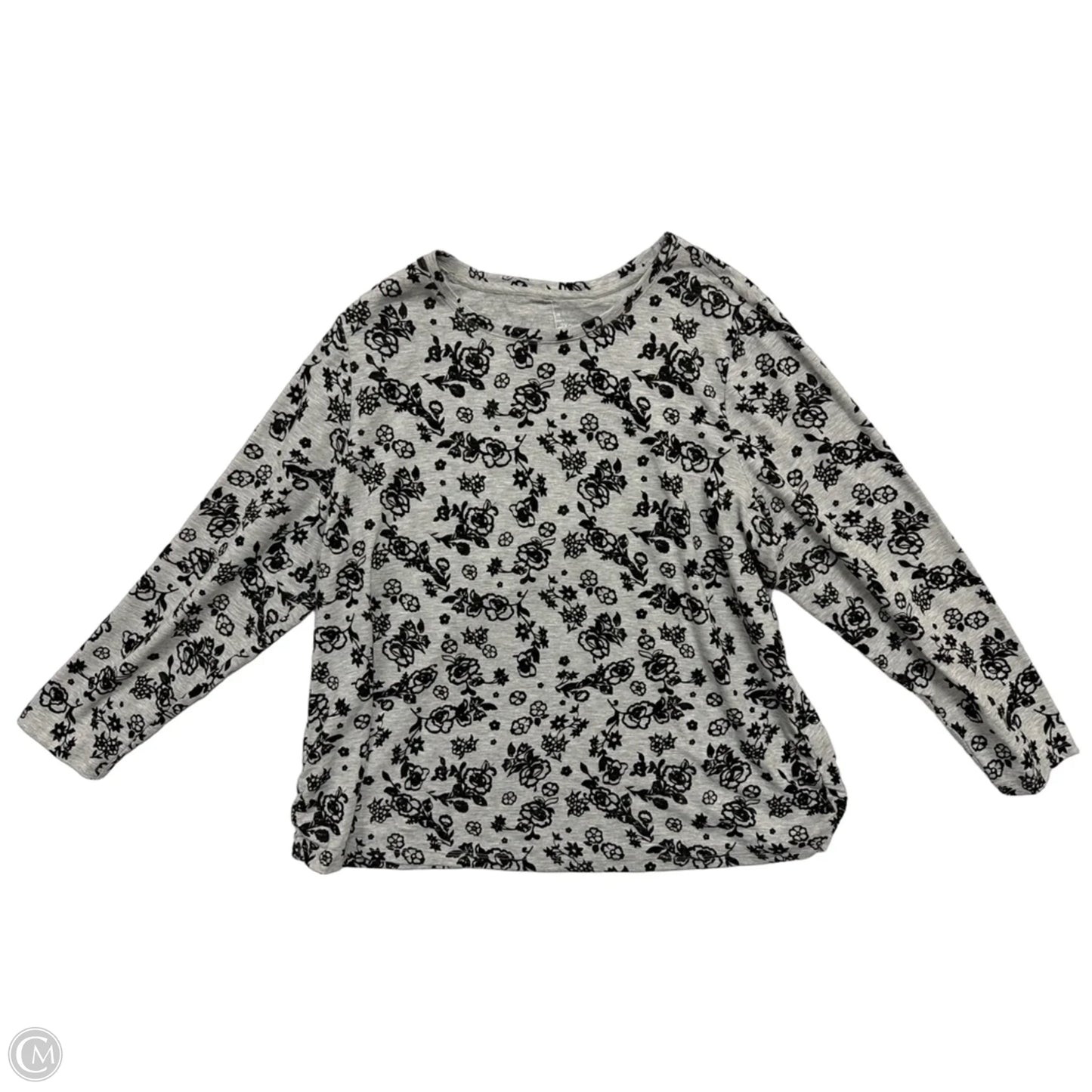 Top Long Sleeve By Talbots In Black & Grey, Size: 2x