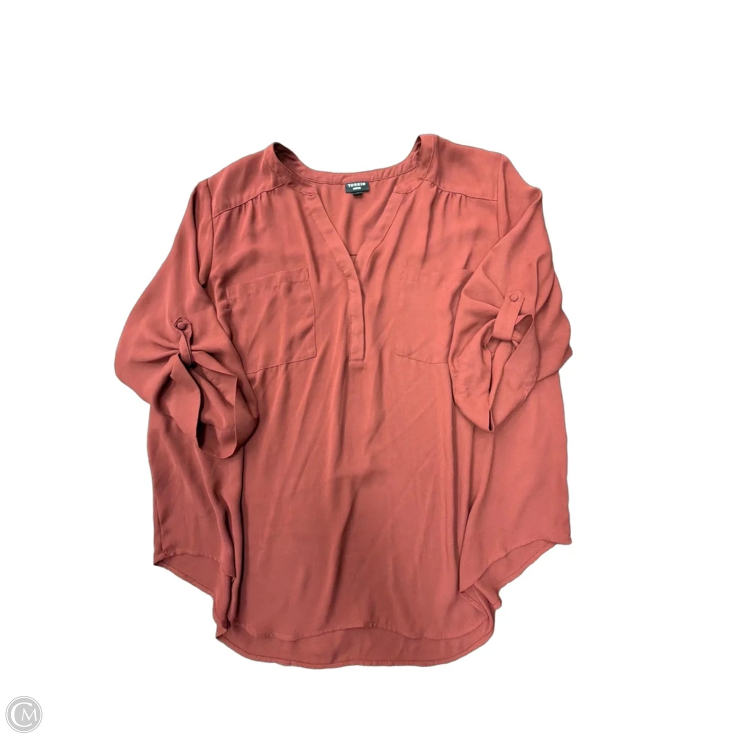 Top 3/4 Sleeve By Torrid In Brown, Size: 3x