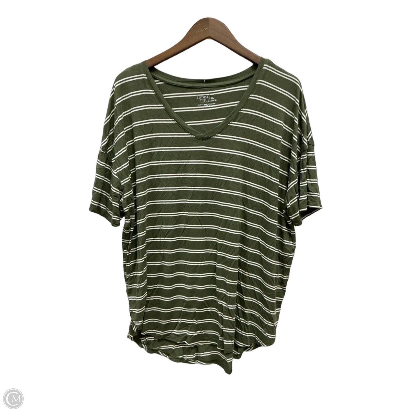 Tunic 3/4 Sleeve By Time And Tru In Striped Pattern, Size: Xl
