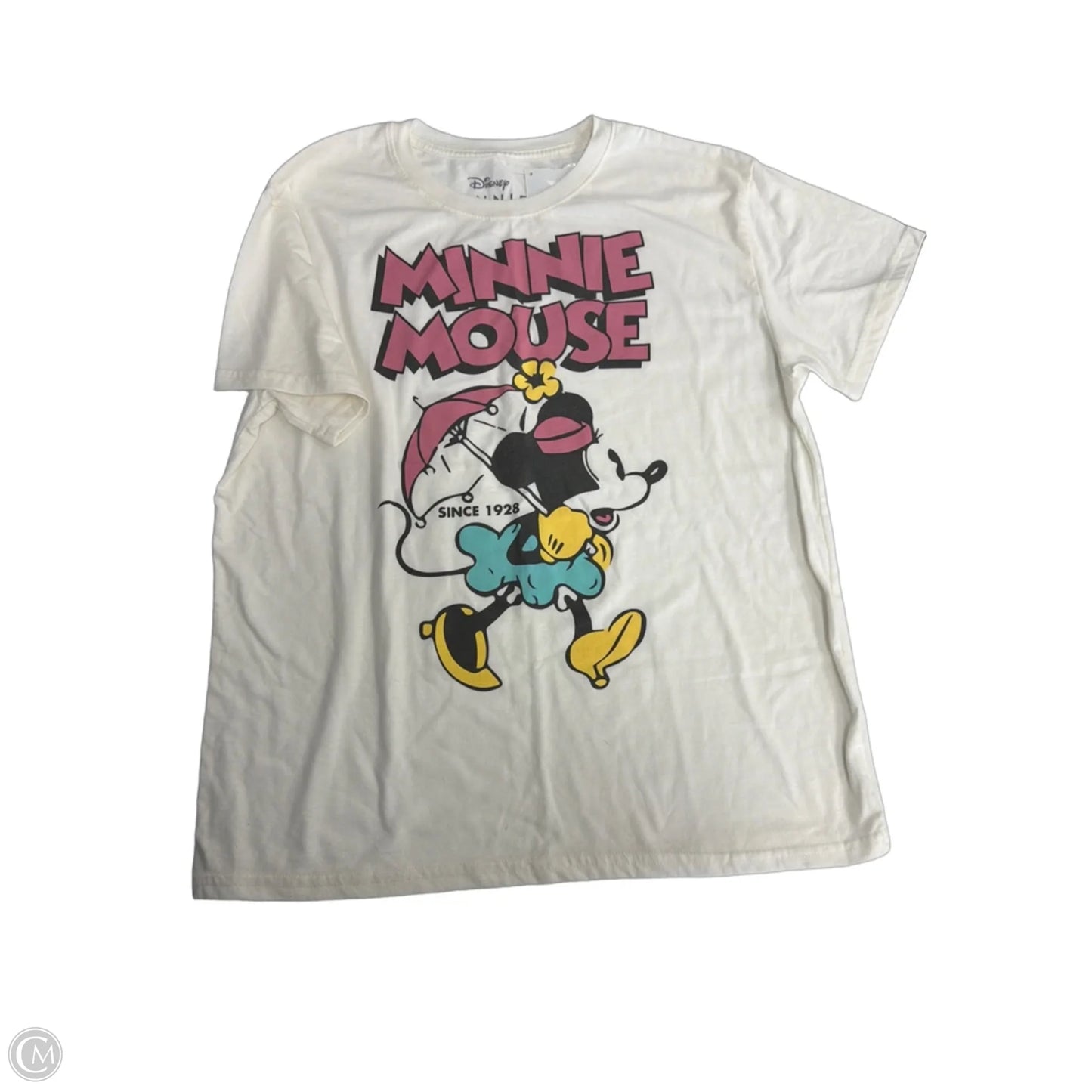 Top Short Sleeve By Disney In Cream, Size: 1x