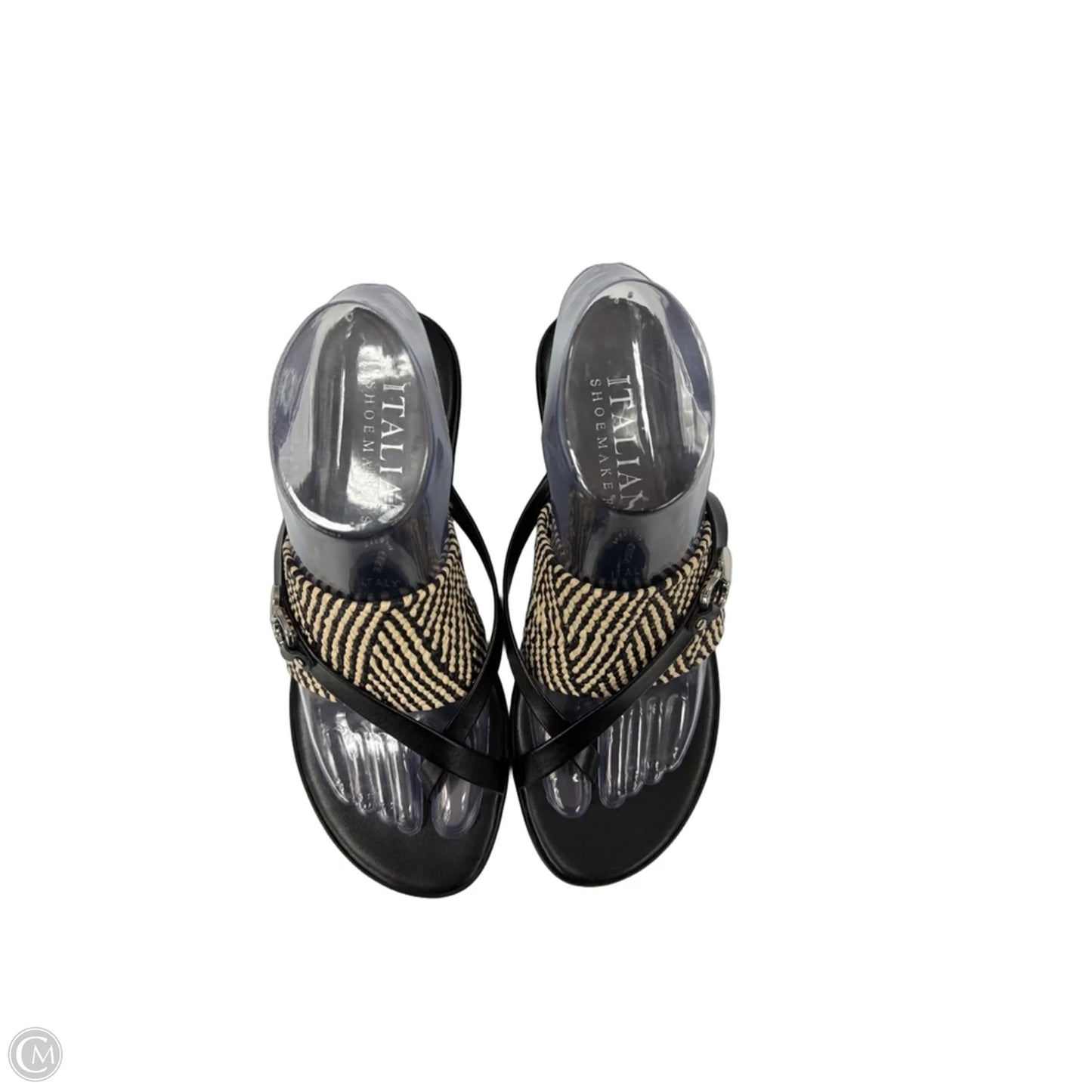 Sandals Heels Wedge By Italian Shoemakers In Black, Size: 7.5