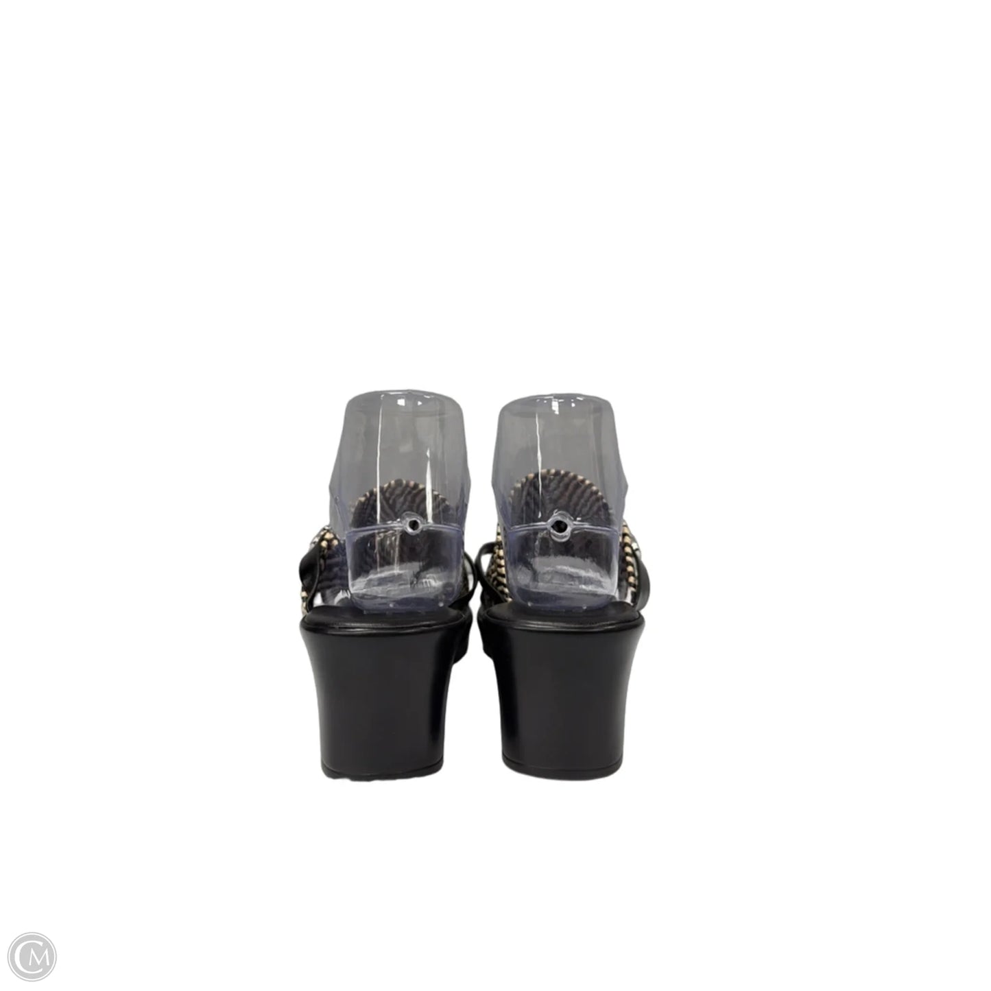 Sandals Heels Wedge By Italian Shoemakers In Black, Size: 7.5