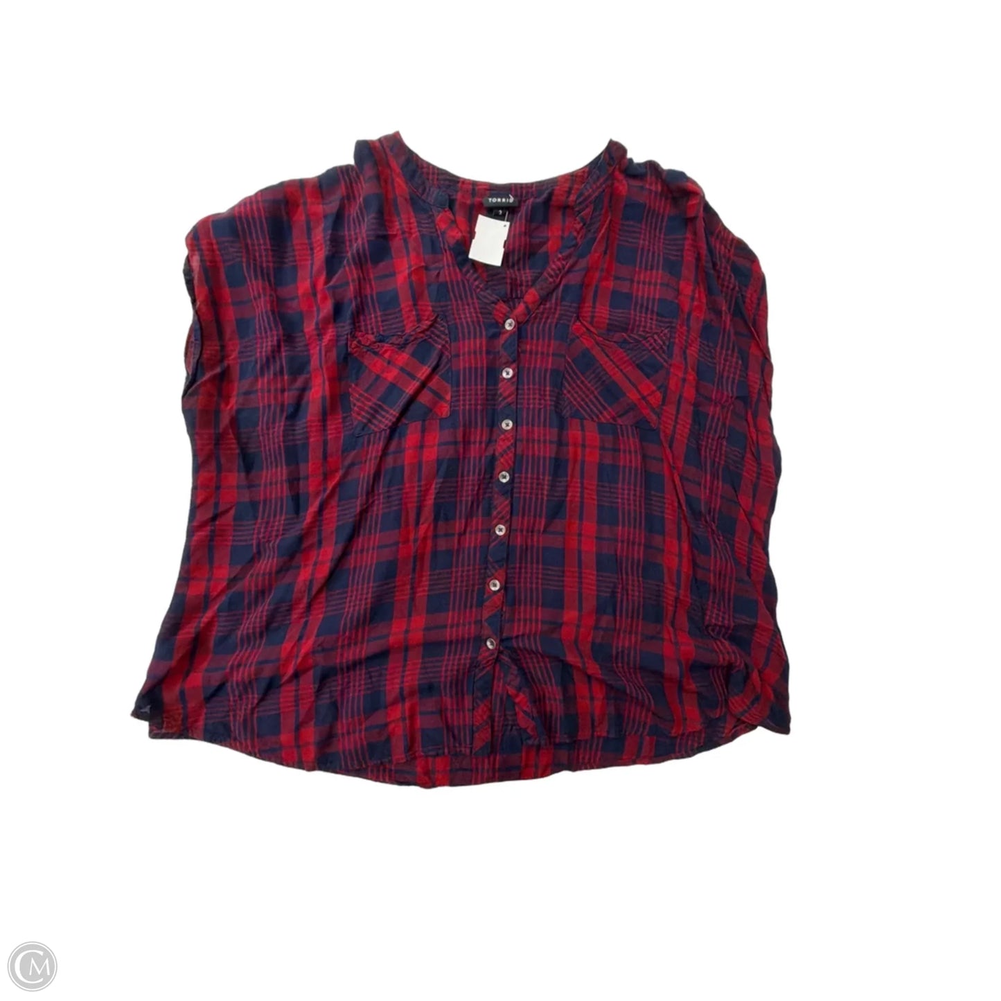 Top Short Sleeve By Torrid In Plaid Pattern, Size: 3x