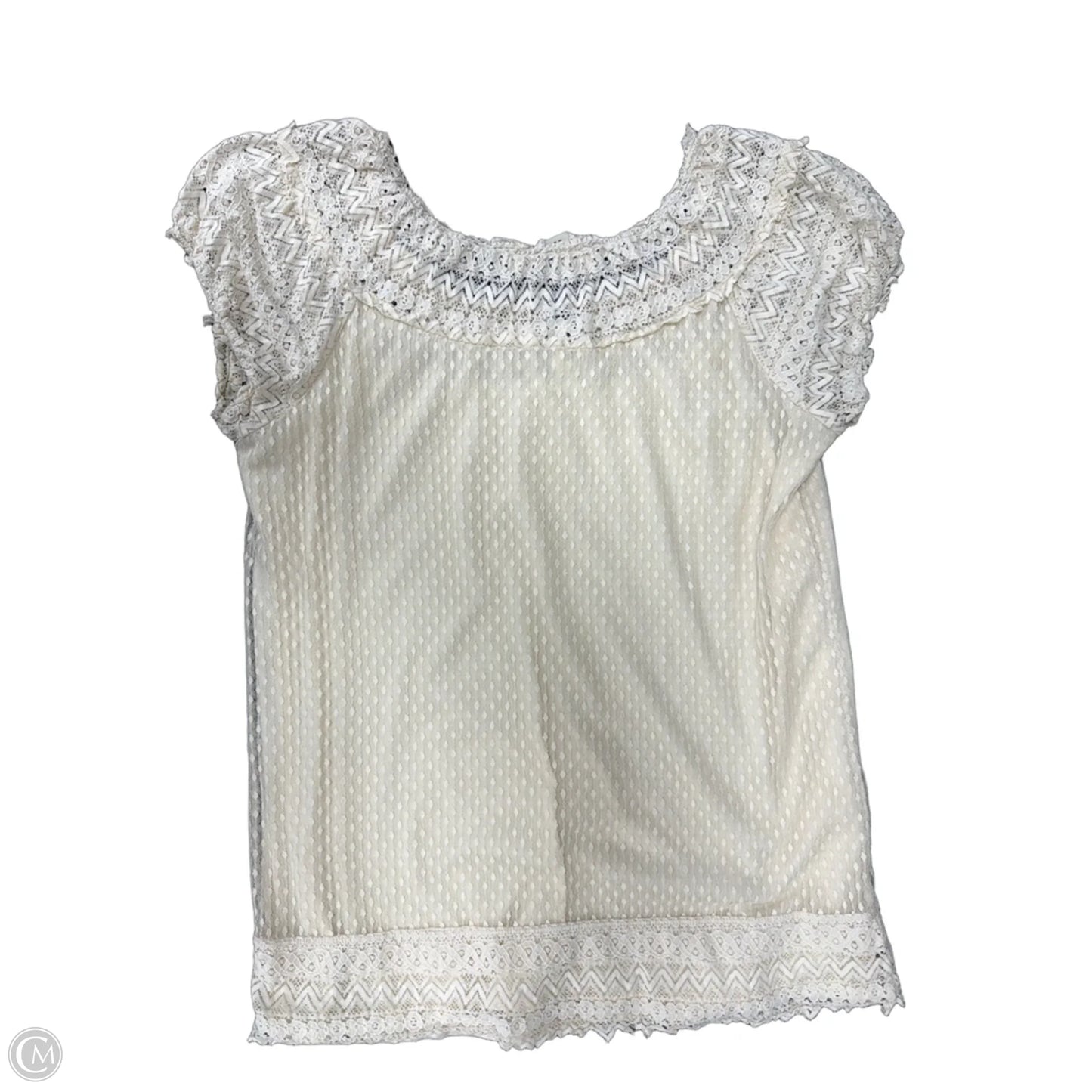 Top Short Sleeve By Max Studio In Cream, Size: M