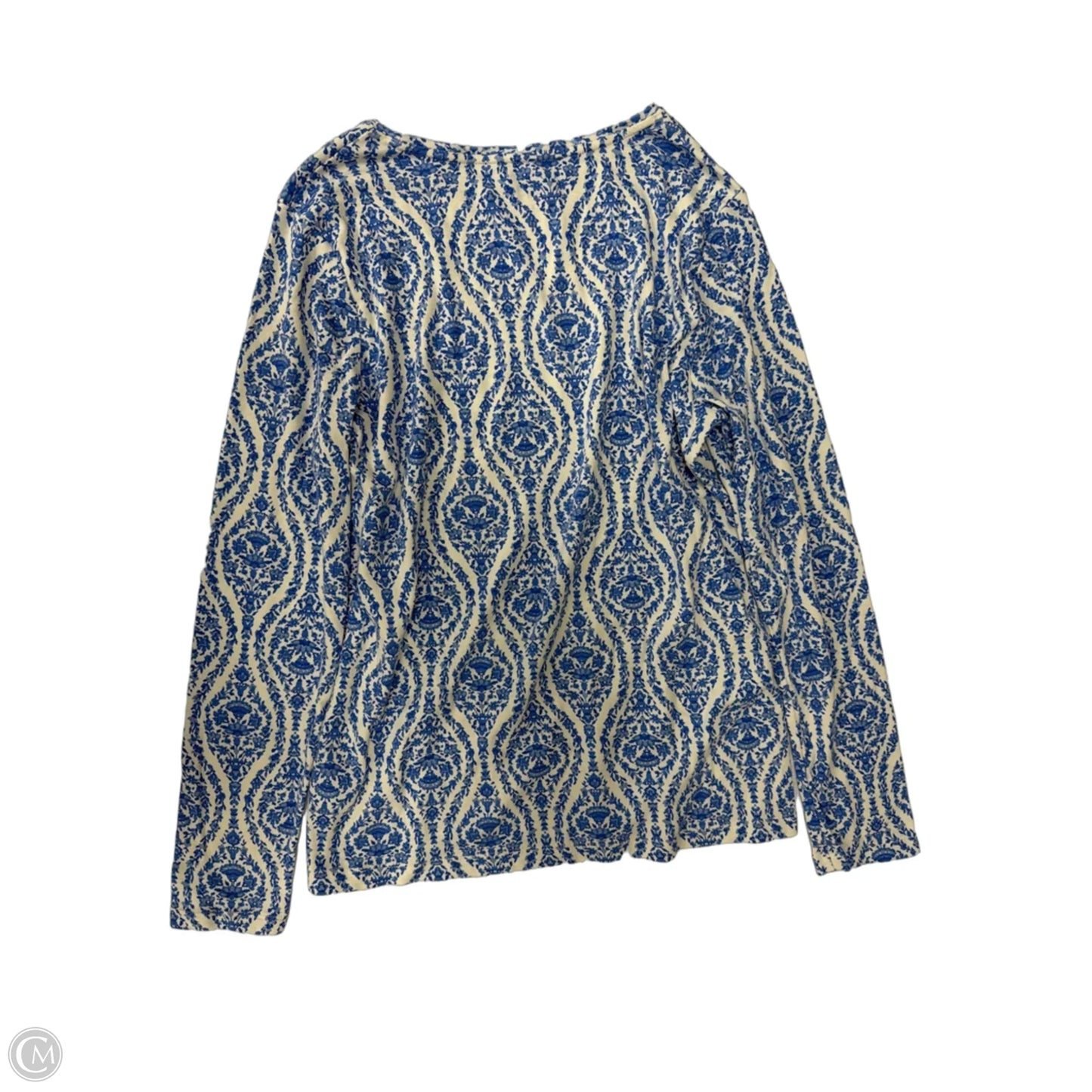 Top Long Sleeve By Croft And Barrow In Blue & White, Size: M