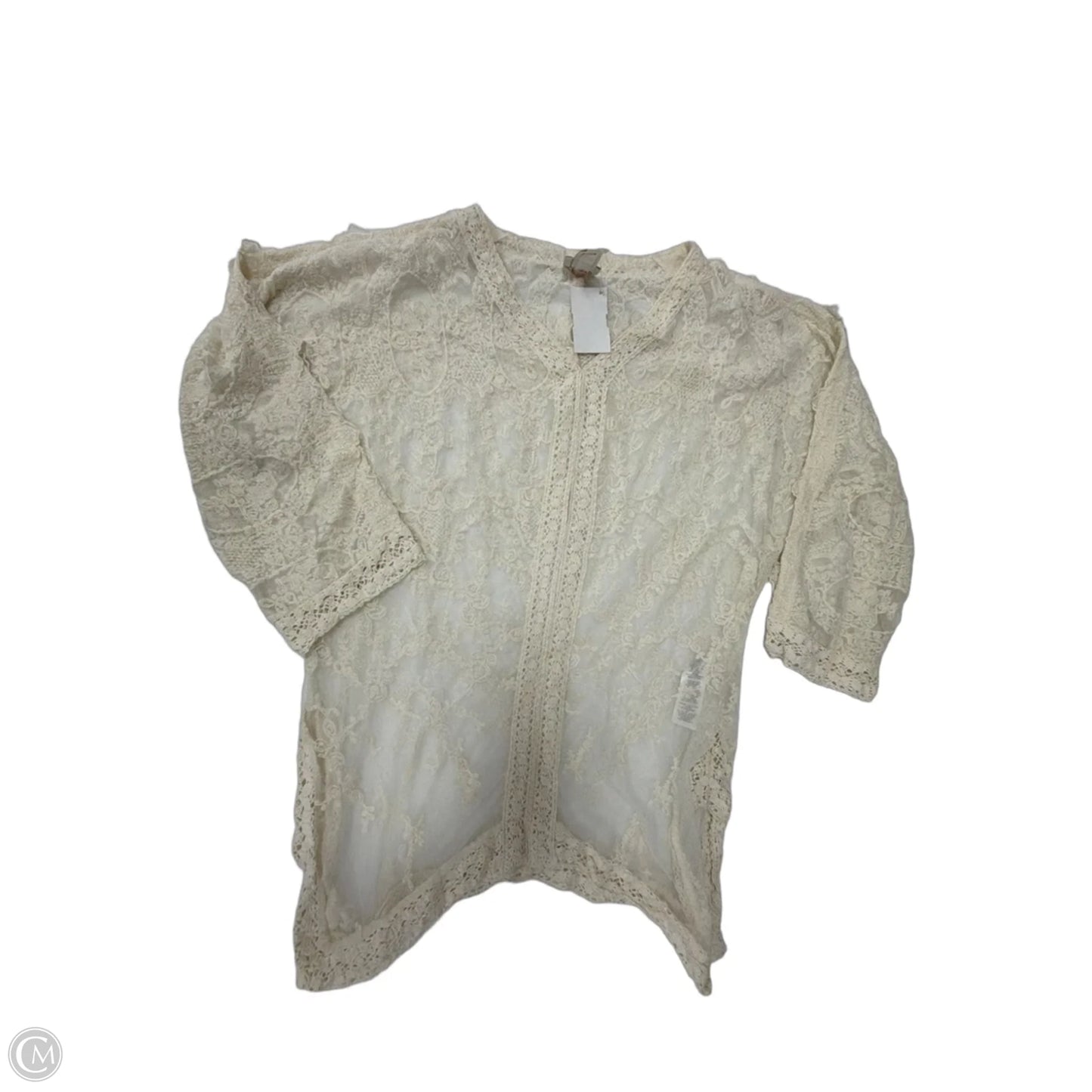 Top 3/4 Sleeve By Chicos In Cream, Size: S
