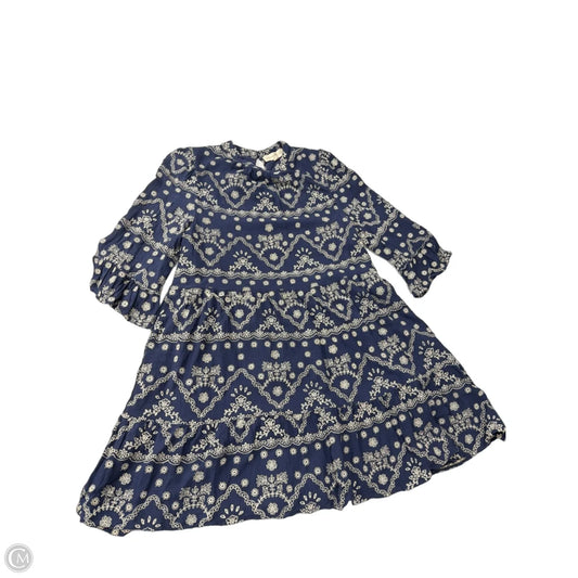 Dress Casual Midi By Penelope Rose In Blue & Cream, Size: L