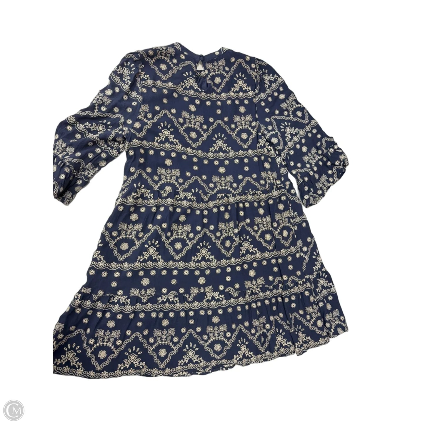 Dress Casual Midi By Penelope Rose In Blue & Cream, Size: L