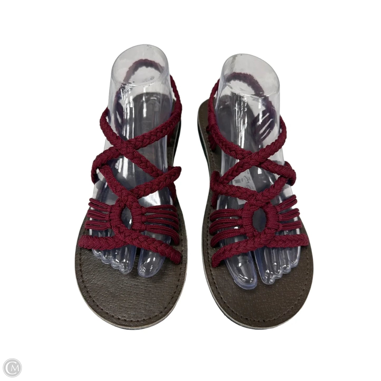 Sandals Flats By Clothes Mentor In Maroon, Size: 10