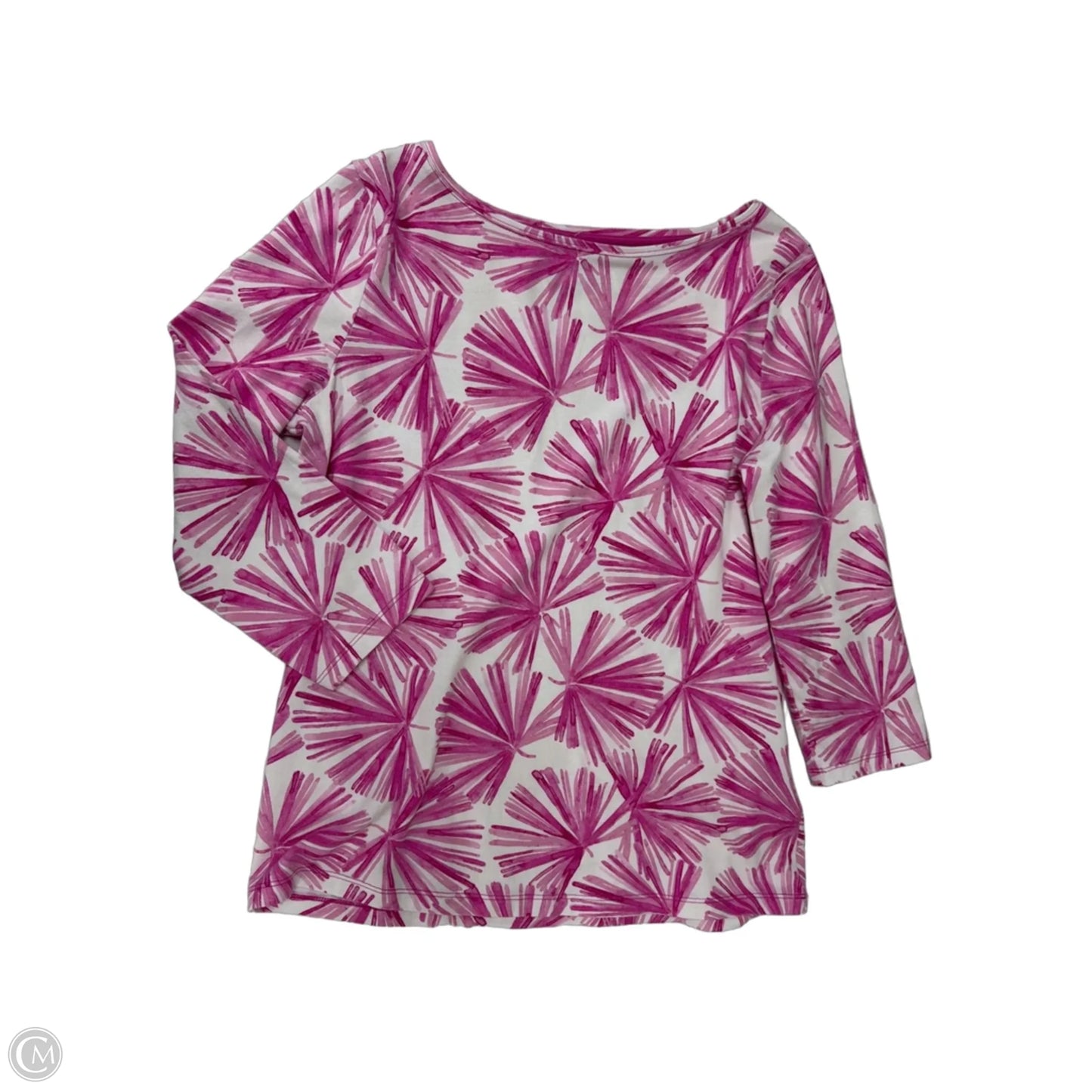 Top 3/4 Sleeve By Talbots In Pink & White, Size: Mp