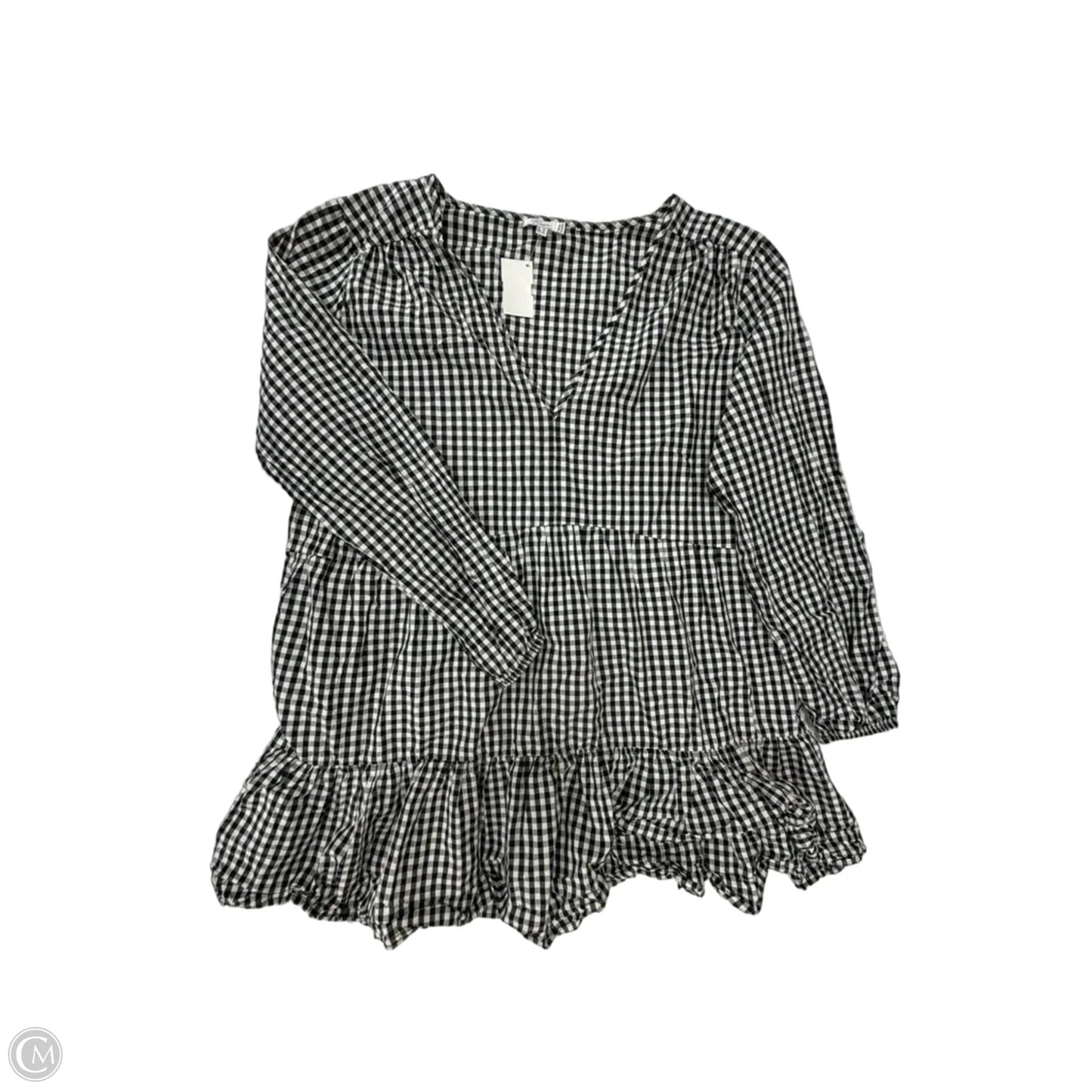 Tunic Long Sleeve By Clothes Mentor In Checkered Pattern, Size: M