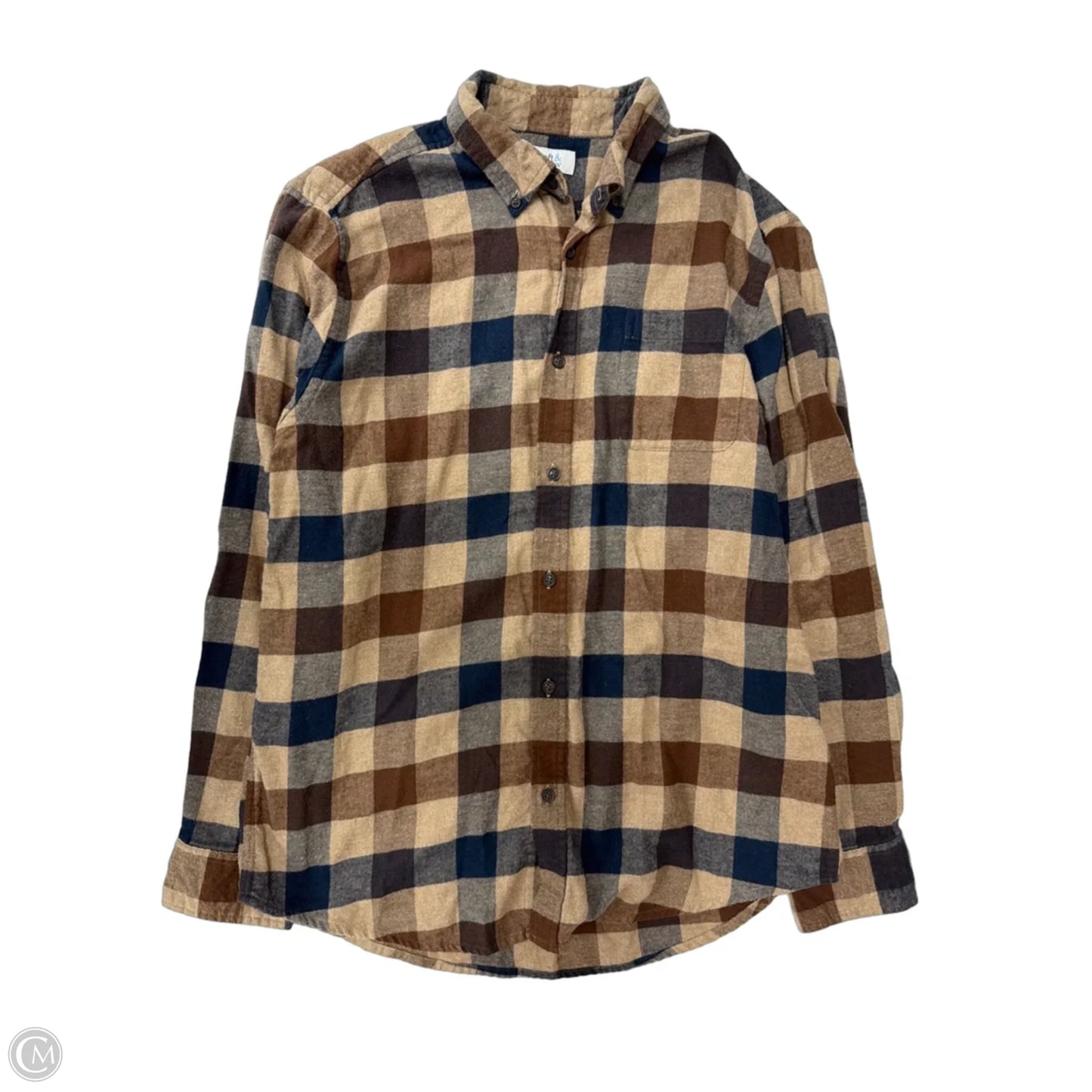 Top Long Sleeve By Croft And Barrow In Plaid Pattern, Size: M