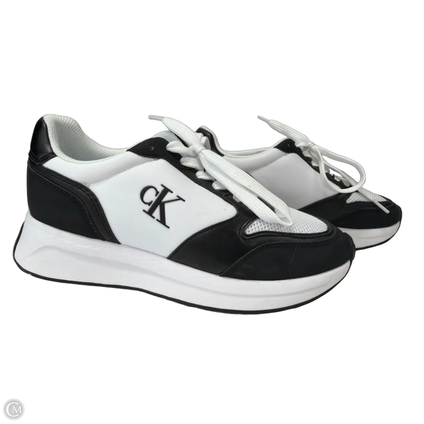 Shoes Sneakers By Calvin Klein In Black & White, Size: 8