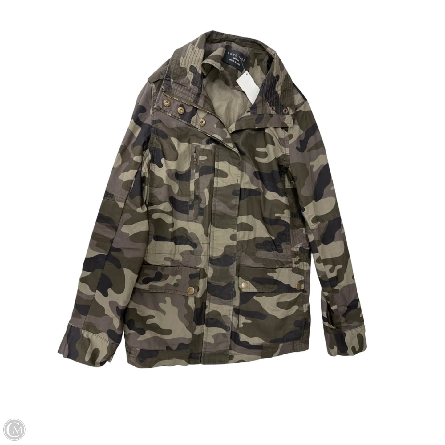 Jacket Utility By Love Tree In Camouflage Print, Size: M