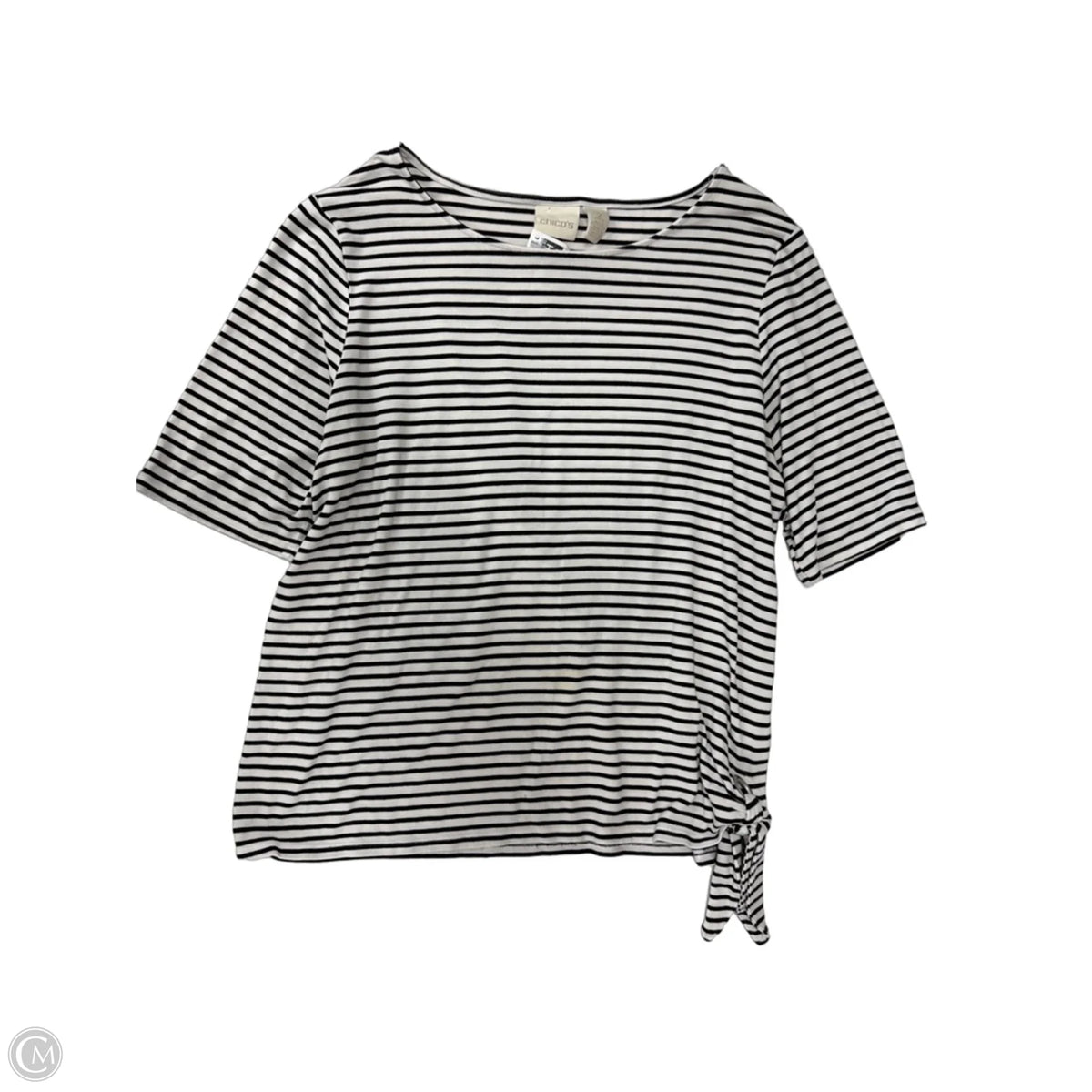 Top Short Sleeve By Chicos In Striped Pattern, Size: L