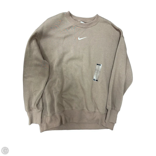 Athletic Sweatshirt Crewneck By Nike Apparel In Tan, Size: M