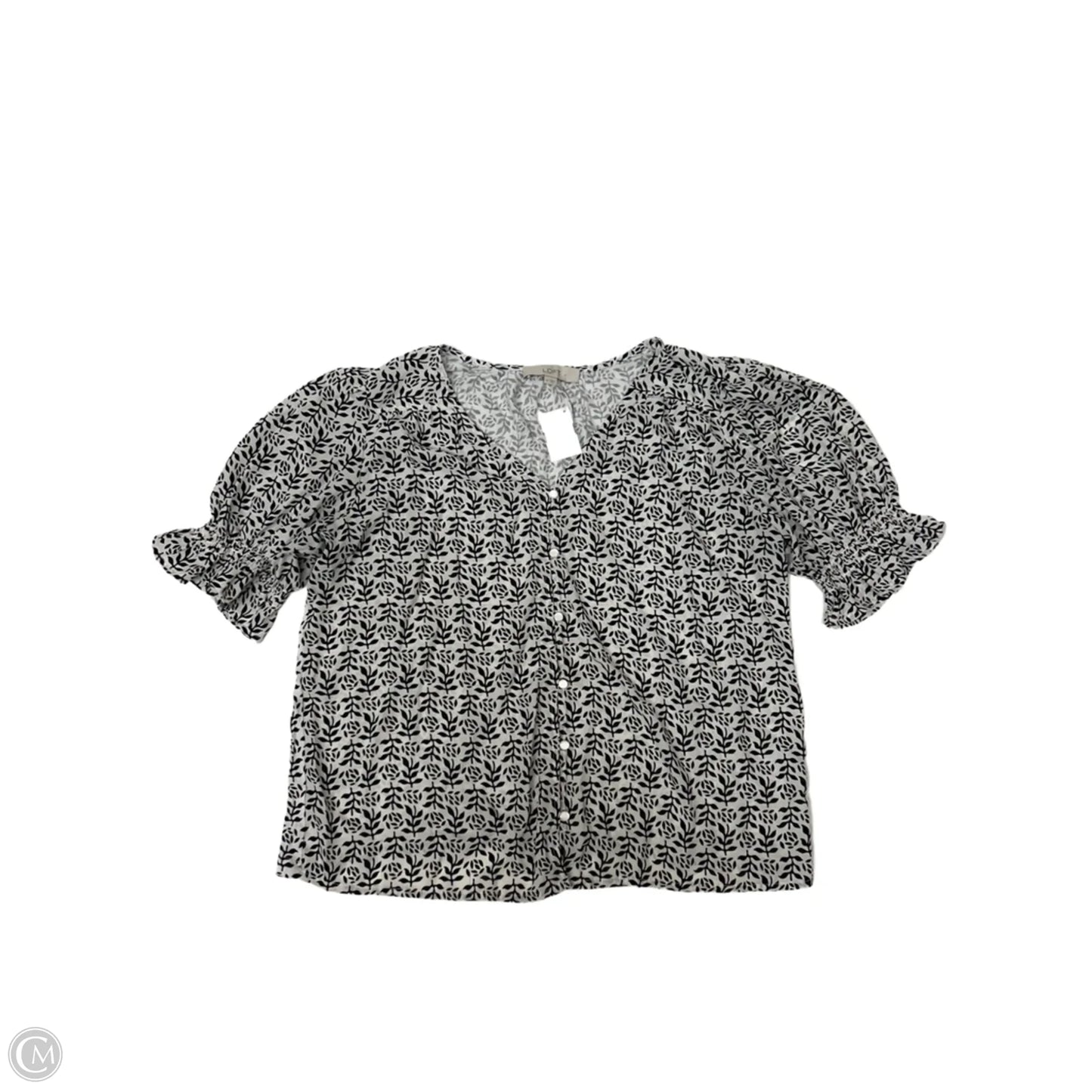 Top Short Sleeve By Loft In Black & White, Size: M