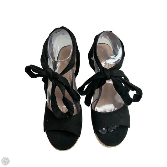 Sandals Heels Wedge By ZBY In Black, Size: 8.5