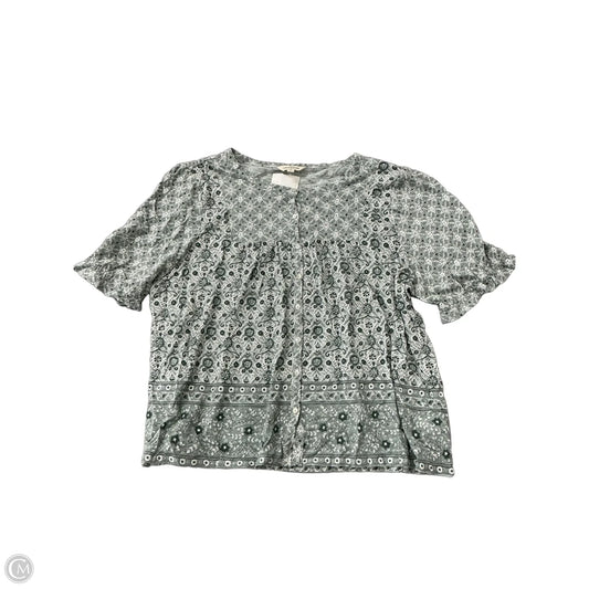 Top Short Sleeve By Lucky Brand In Green & White, Size: Xl