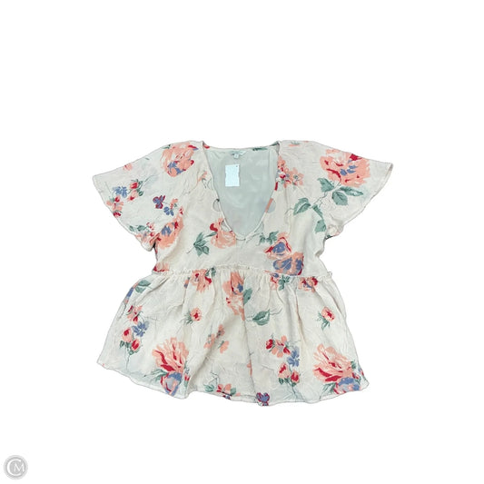 Top Short Sleeve By Lucky Brand In Floral Print, Size: S