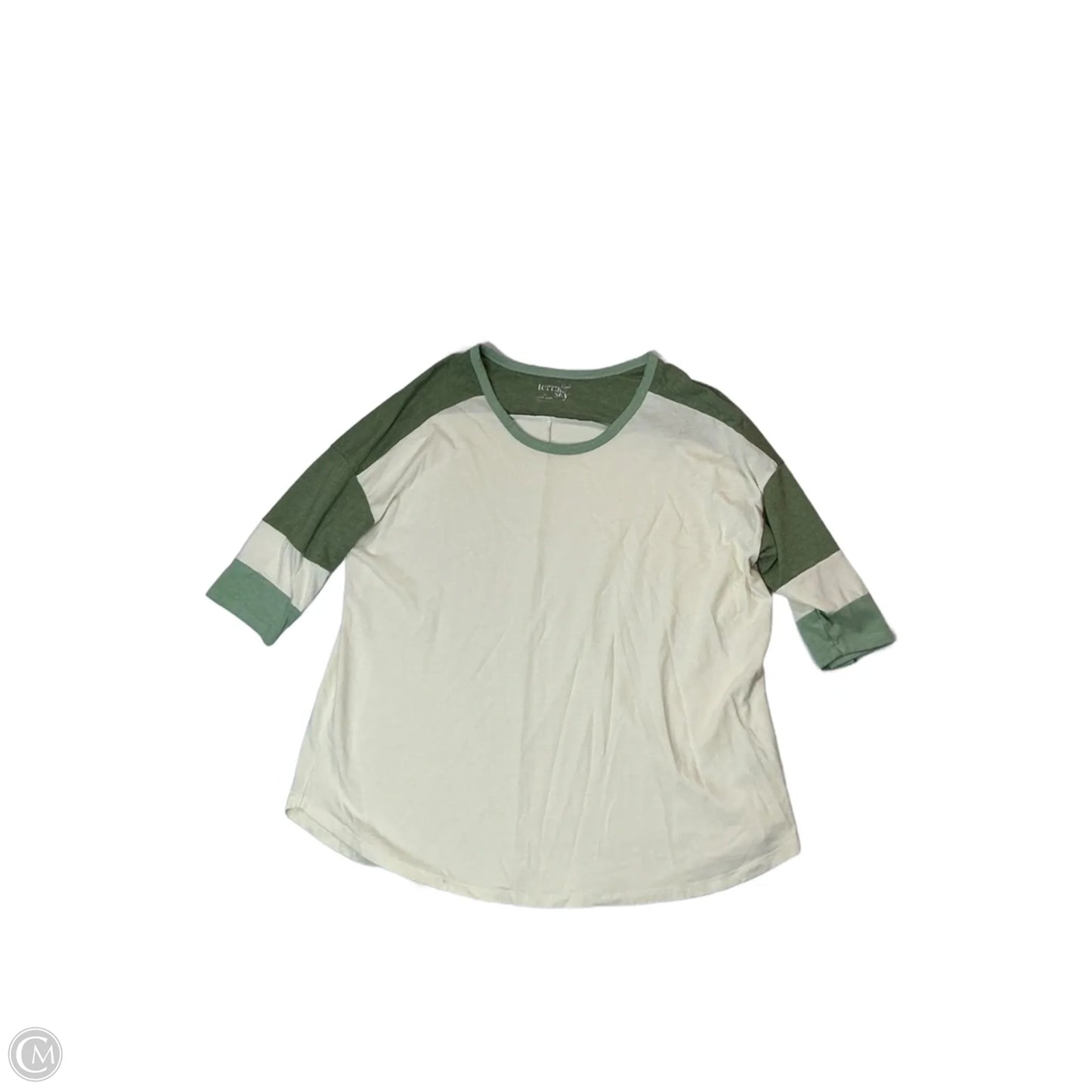 Top Sleeveless By Terra & Sky In Cream & Green, Size: 1x