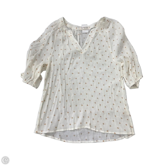 Top 3/4 Sleeve By Impressions In Cream, Size: Xl