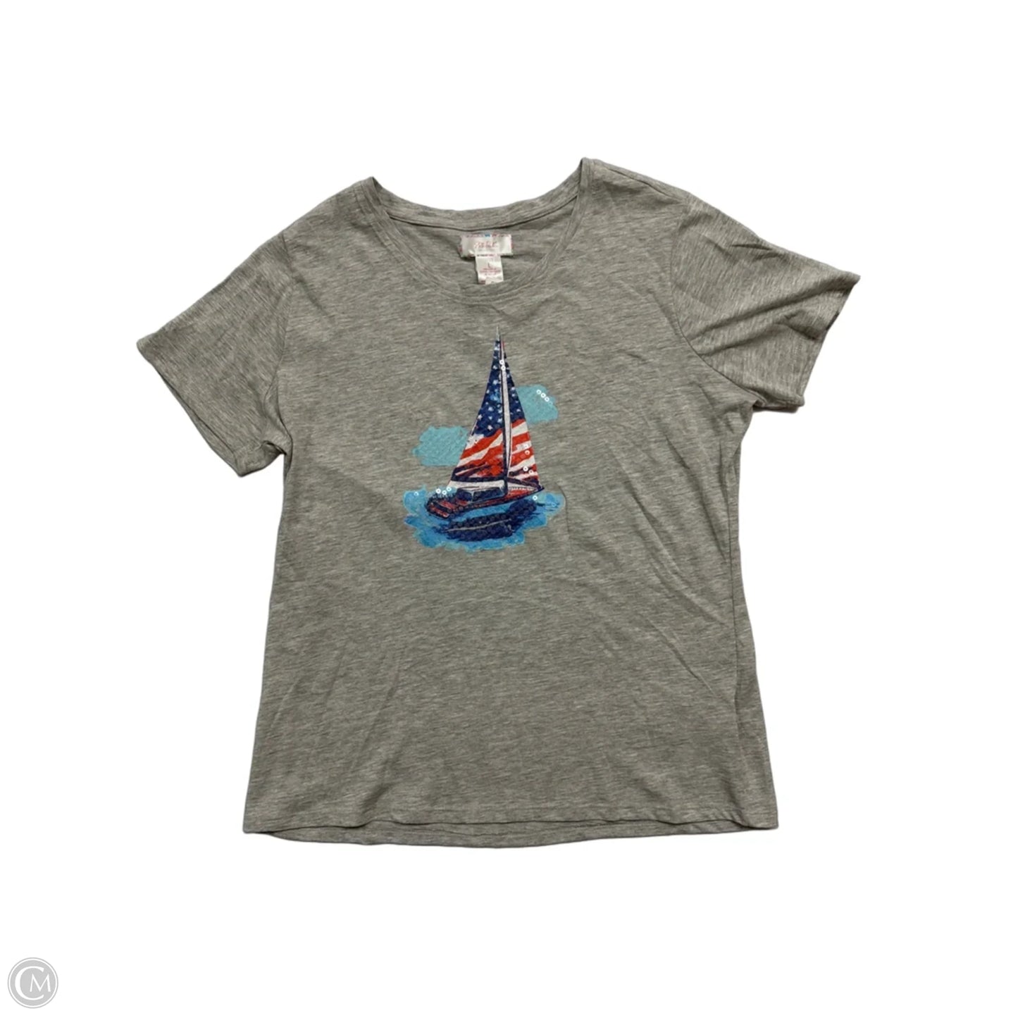 Top Short Sleeve By Stella Parker In Grey, Size: L
