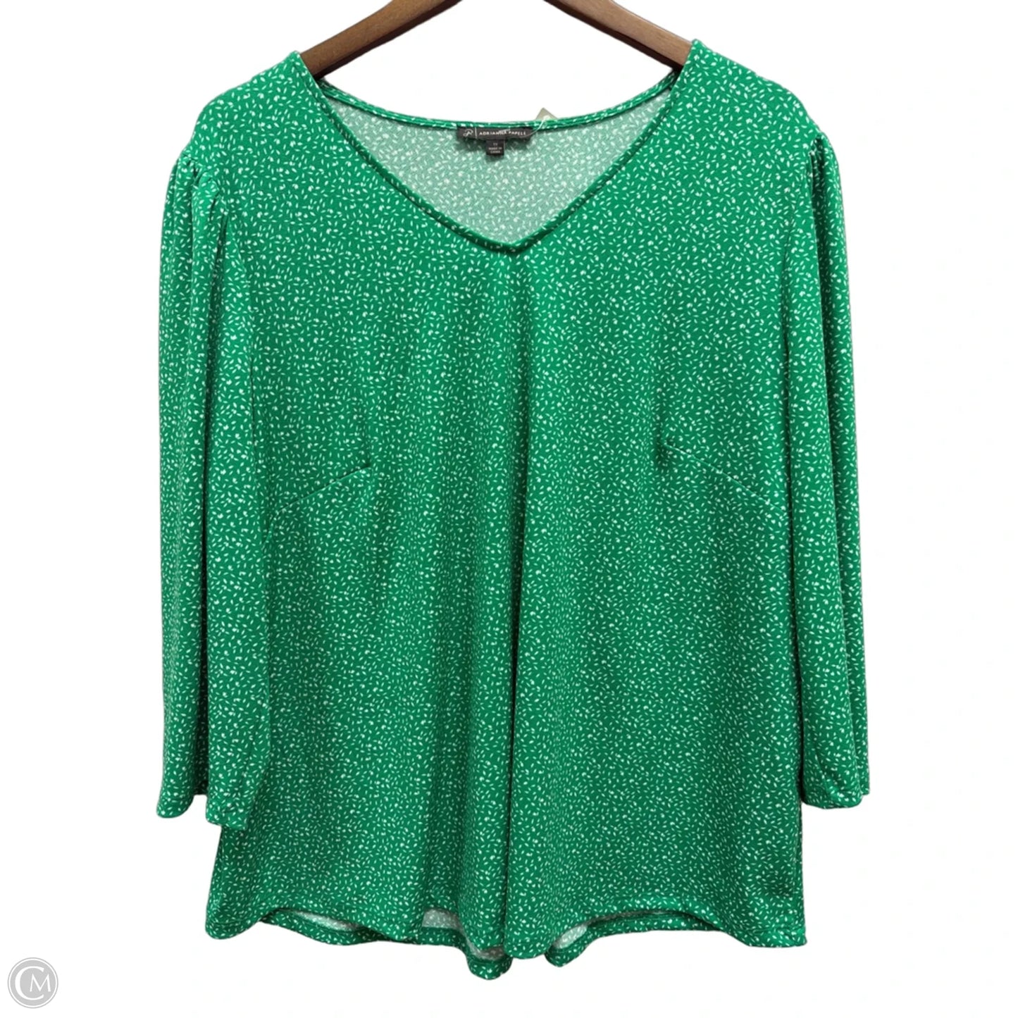 Top 3/4 Sleeve By Adrianna Papell In Green, Size: 1x