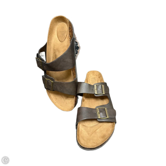 Sandals Flats By George In Brown, Size: 10