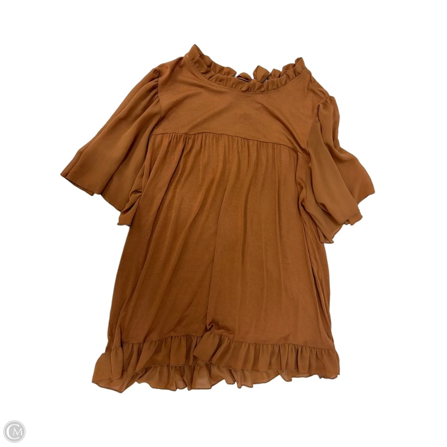 Top Short Sleeve By Kim & Cami In Brown, Size: L