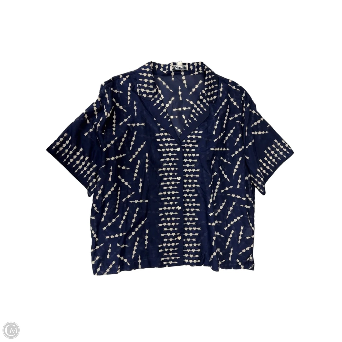 Top Short Sleeve By Clothes Mentor In Blue & White, Size: L