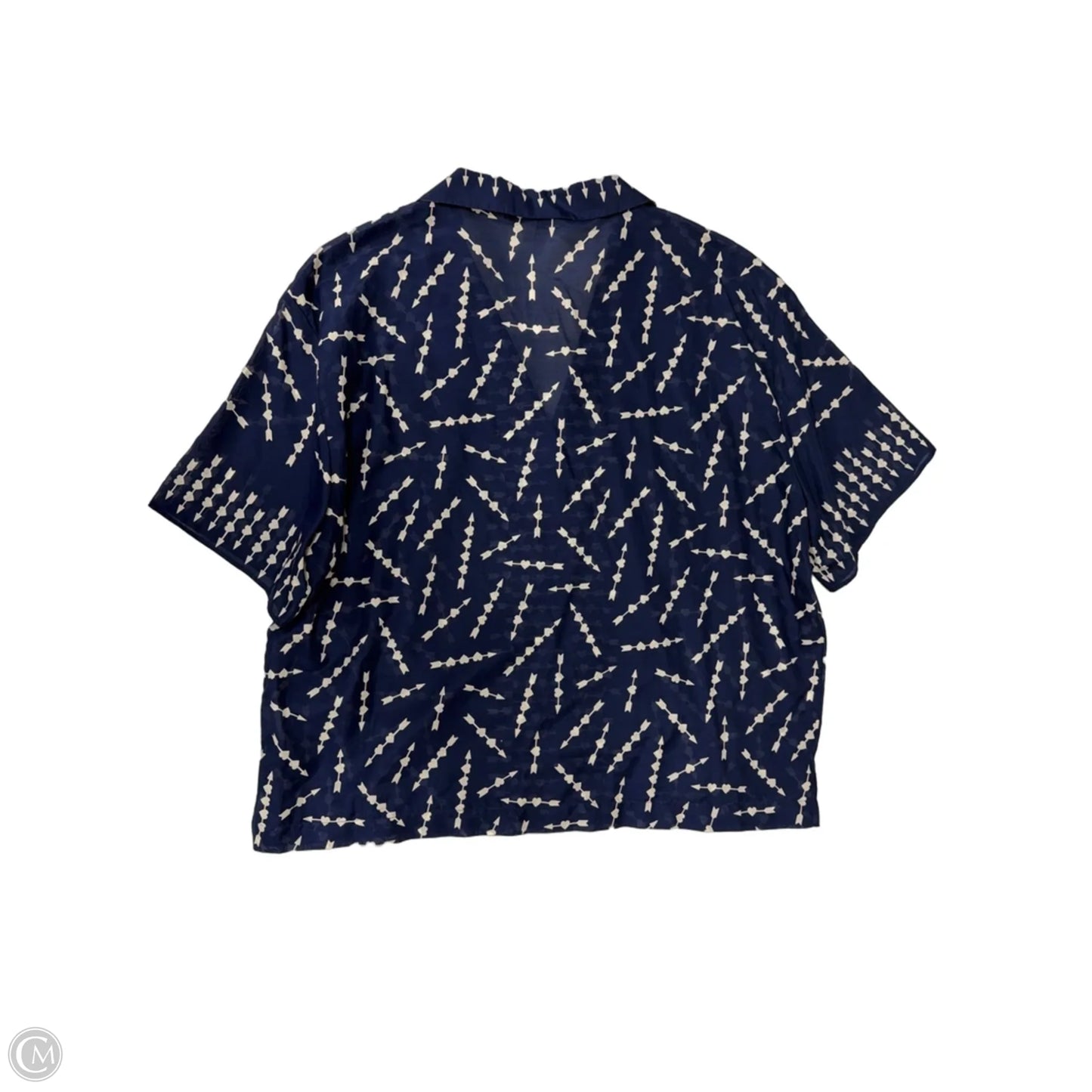 Top Short Sleeve By Clothes Mentor In Blue & White, Size: L