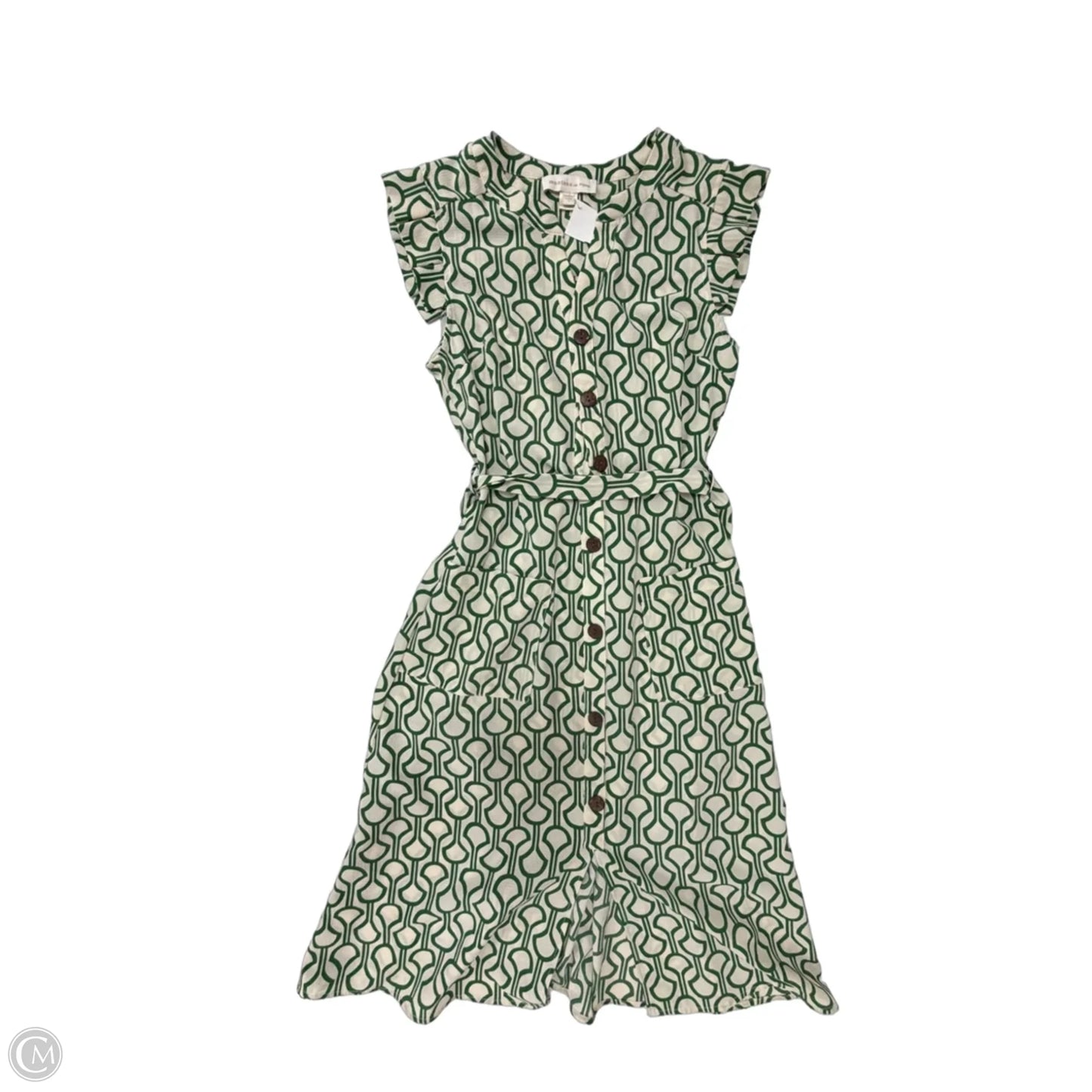 Dress Casual Short By Monteau In Cream & Green, Size: S