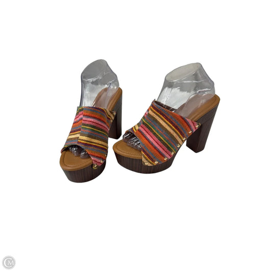 Sandals Heels Platform By Clothes Mentor In Multi-colored, Size: 9
