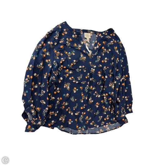Top Long Sleeve By St Johns Bay In Blue, Size: 3x