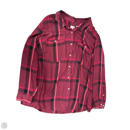 Top Long Sleeve By Ava & Viv In Plaid Pattern, Size: 2x