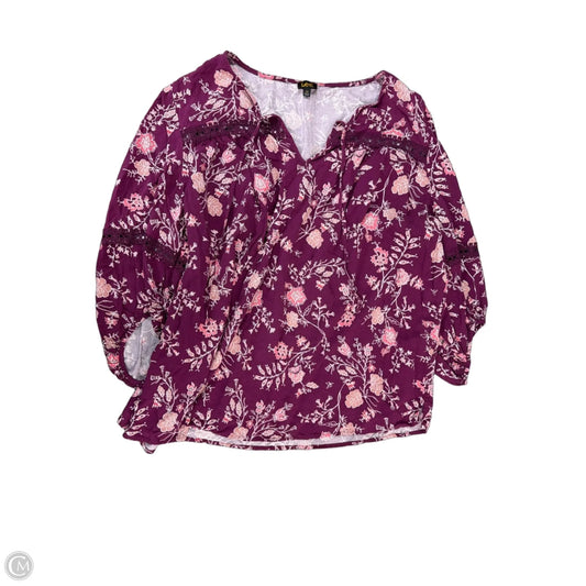 Top Short Sleeve By Lee In Floral Print, Size: 2x
